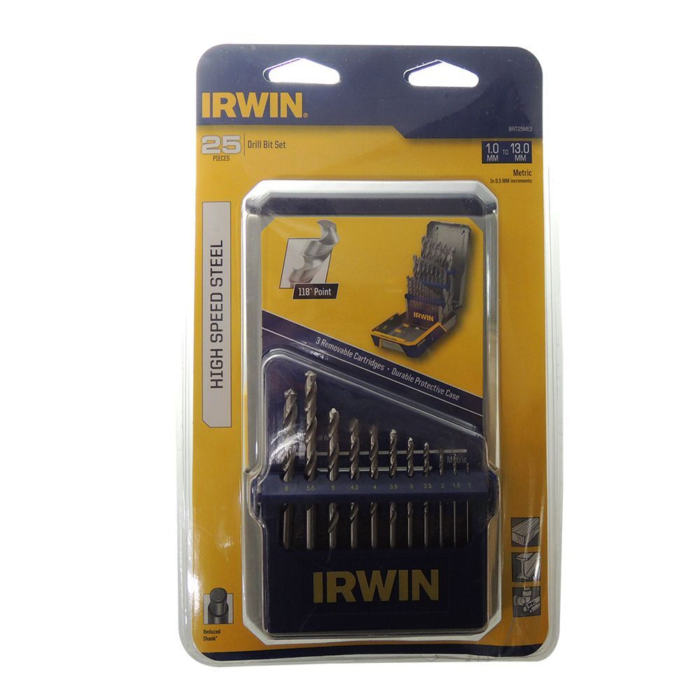 Irwin Drill Bit Set HSS Metric 1.0mm 13.0,, 25 peices
