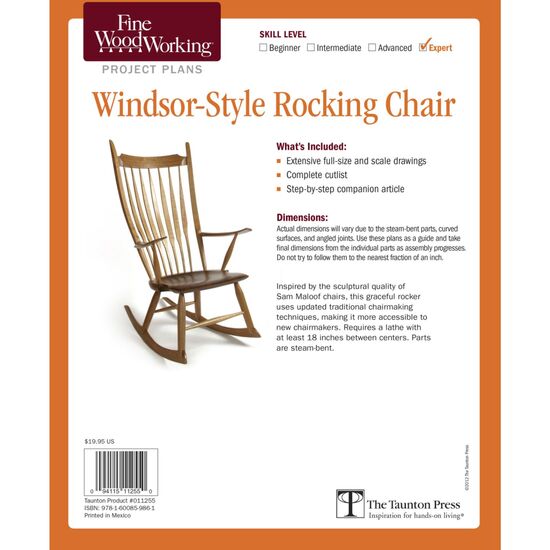 Windsor Style Rocking Chair Plan Taunton Press