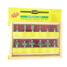 Carbi Tool T-KIT-12-1/2 12 Piece Handyman Router Bit Kit - 1/2" Shank