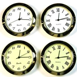 36mm Clock Fit Ups (White Face - Arabic Numbers)
