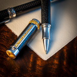 Roman Harvest Pen Bundle (5 x Rollerball & 5 x Fountain) – Rhodium with Gold Titanium Accents – EOFY Special 
