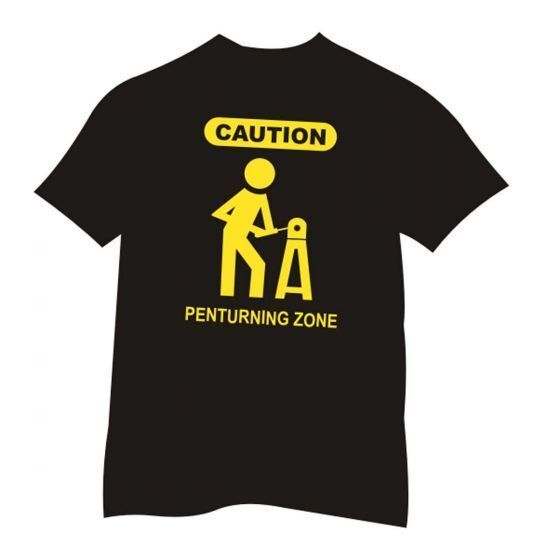 Pen Turners Caution Sign Tee-Shirt Black - Youth Small