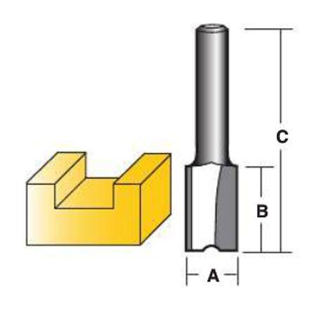 Carbitool T 1412 M Straight Router Bits - Carbide Tipped - 12mm