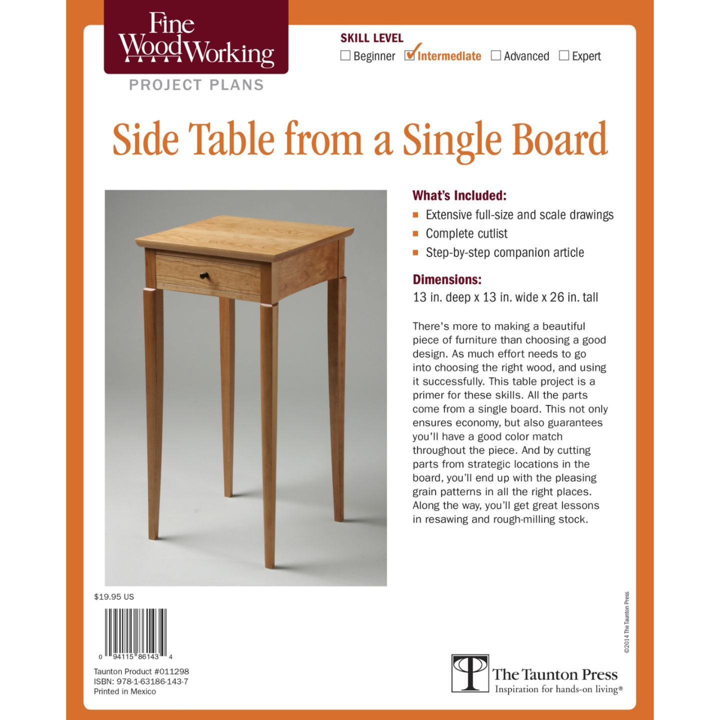 Side Table from a Single Board Plan