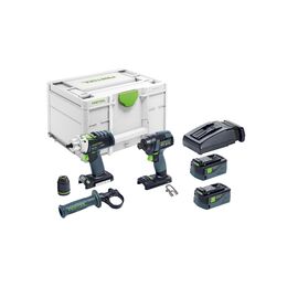 Festool TID/TPC 18V 2 Piece Impact Driver and 4 Speed Hammer Drill 4.0 Ah/5.2Ah (576491)