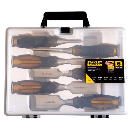 916500-3 Stanley Chisel Set: 9 in Overall L, 6 Pieces, 1 1/2 in / 1 1/4 in  / 1/2 in / 1/4 in / 1 in / 3/4 in