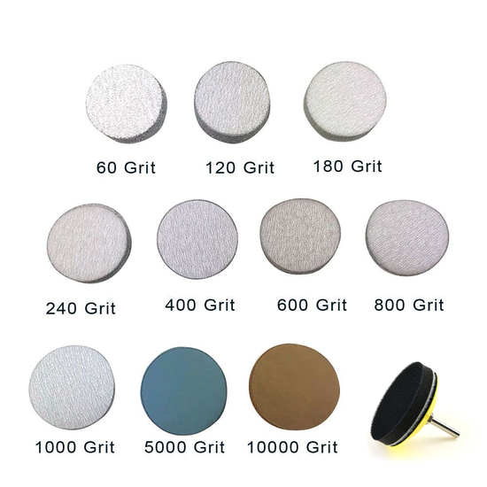 3" Assorted Grits Sanding Discs with Backing Pad & Foam Buffer Pad
