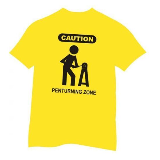 Pen Turners Caution Sign Tee-Shirt Yellow - Youth Small