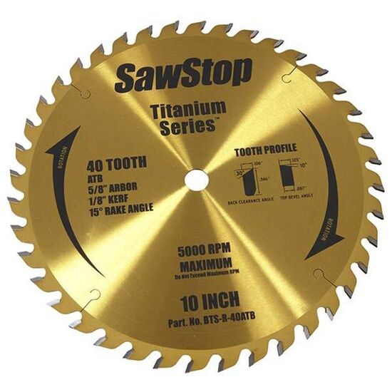 SawStop 40 Tooth Titanium Series Blade - 10"