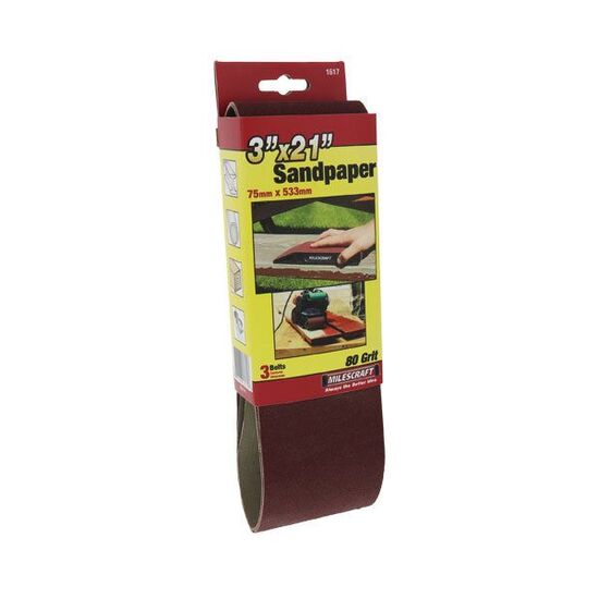Milescraft Sanding Belts 75 x 533mm - 3 Pack (120 grit)