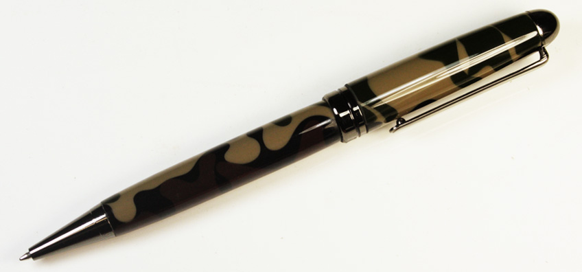 New Gun Metal European pen kits and Ribbon Camo Pen blanks